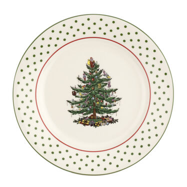 Christmas Tree Polka Dot Set of 4 Dessert Plates